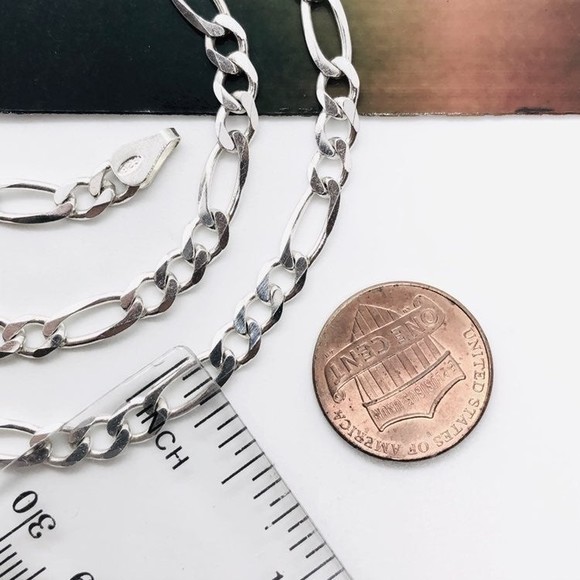Sterling Silver 5mm 16" Figaro Chain - Picture 5 of 5